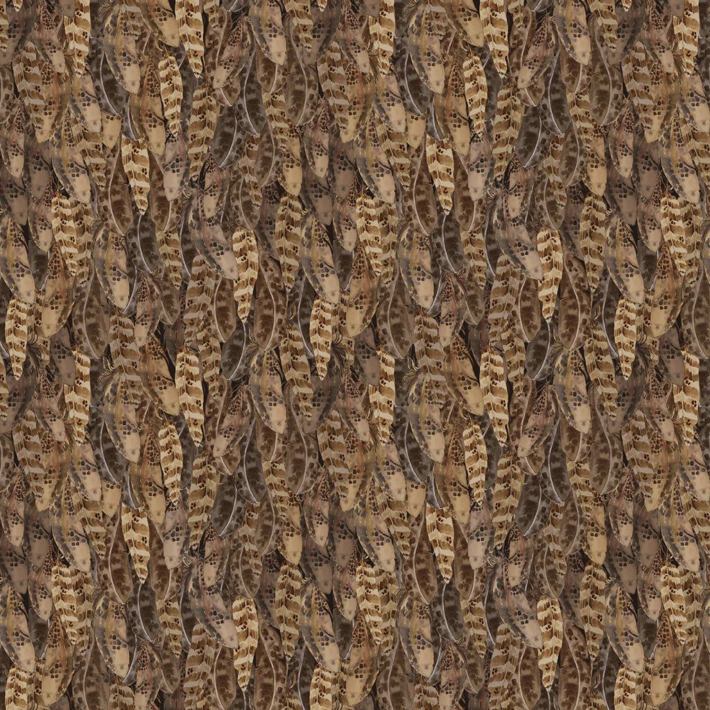 Night Whispers Feathers in Dark Caramel by Lexi Grenzer for Clothworks Y4675-66