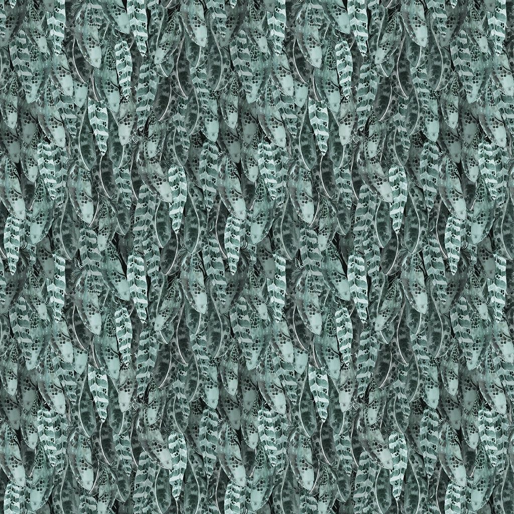 Night Whispers Feathers in Teal by Lexi Grenzer for Clothworks Y4675-104