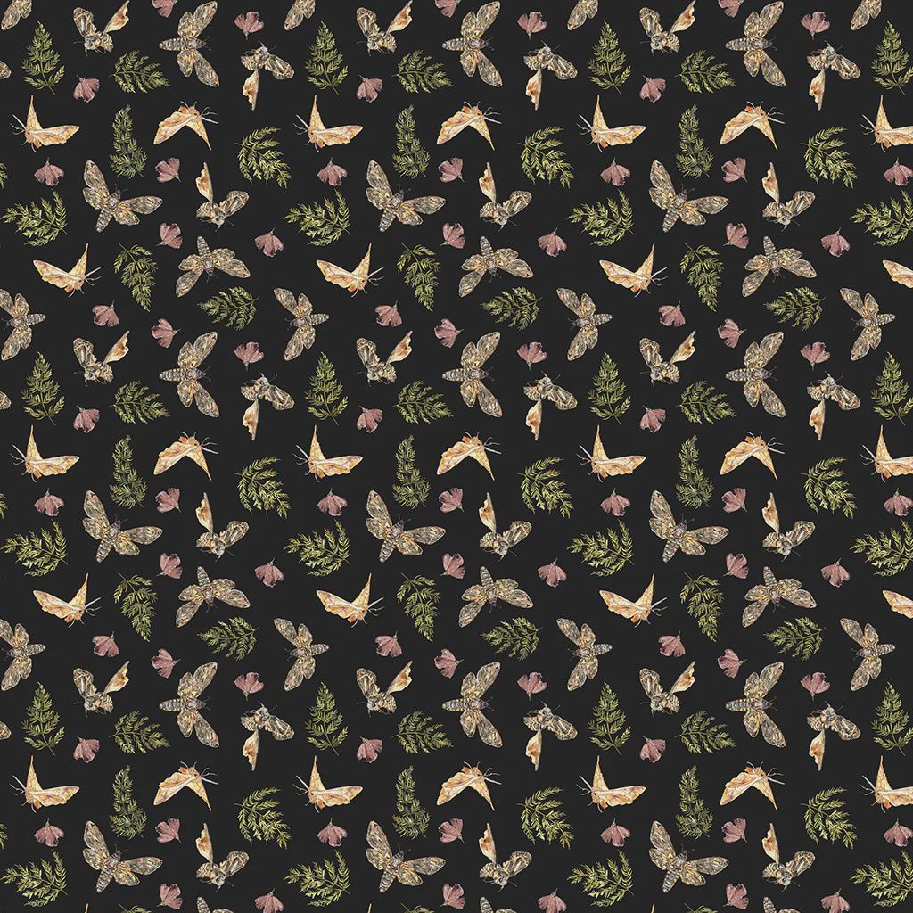 Night Whispers Moths in Black by Lexi Grenzer for Clothwork Y4677-3
