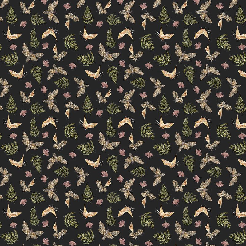 Night Whispers Moths in Black by Lexi Grenzer for Clothwork Y4677-3