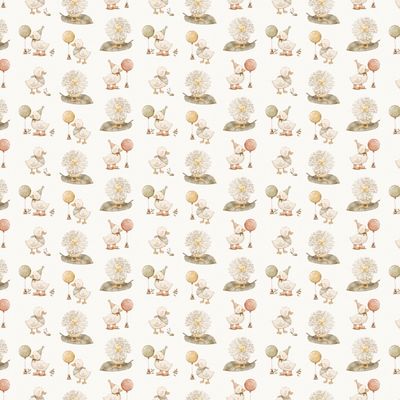 Tiny Waddles Ducks in Cream by Jessica Yon Lo for FIGO Fabrics