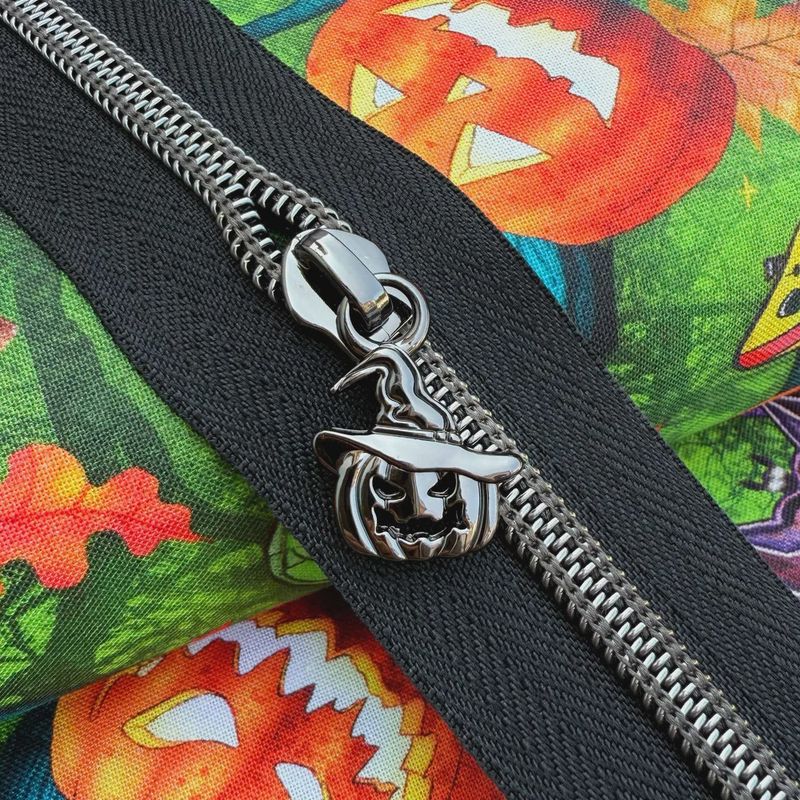 Pumpkin Jack O'Lantern Zipper Pull #5 in Gunmetal