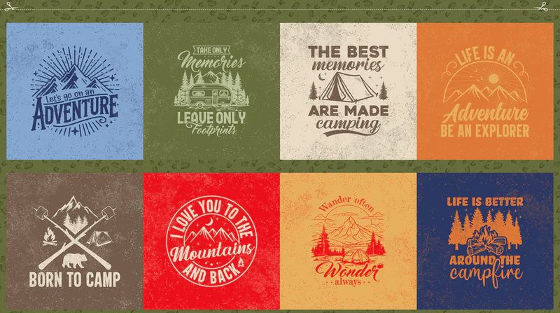 Camping Therapy Camping Blocks Panel in Multi 10635-73