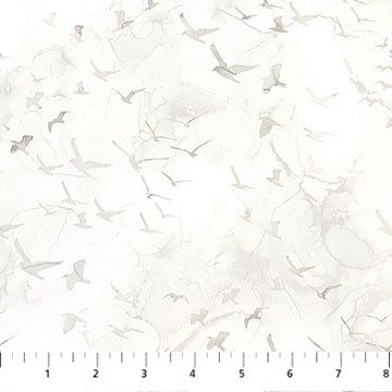 Misty Morning Birds in White by Northcott DP28651-10