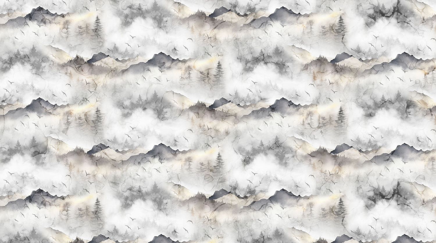 Misty Morning Mountains in Grey by Northcott DP28649-92