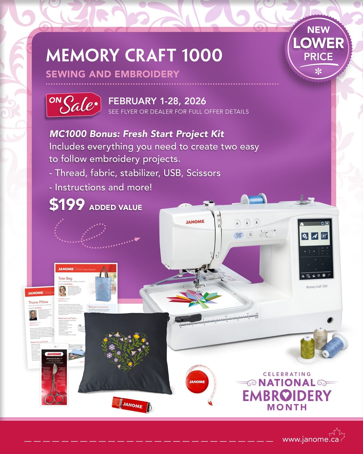 Janome Memory Craft 1000 | National Embroidery Month Deal