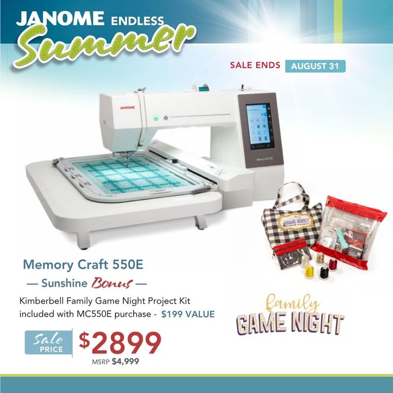 Janome Memory Craft 550E Limited Edition | Endless Summer Deal