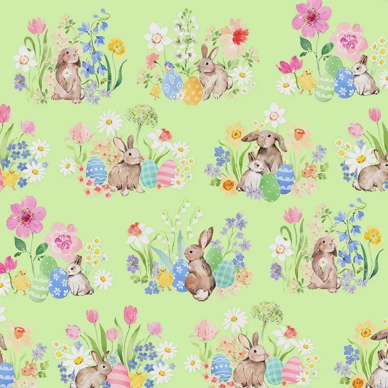 Spring Cheer Rabbits Toile in Light Olive by Heatherlee Chan for Clothworks