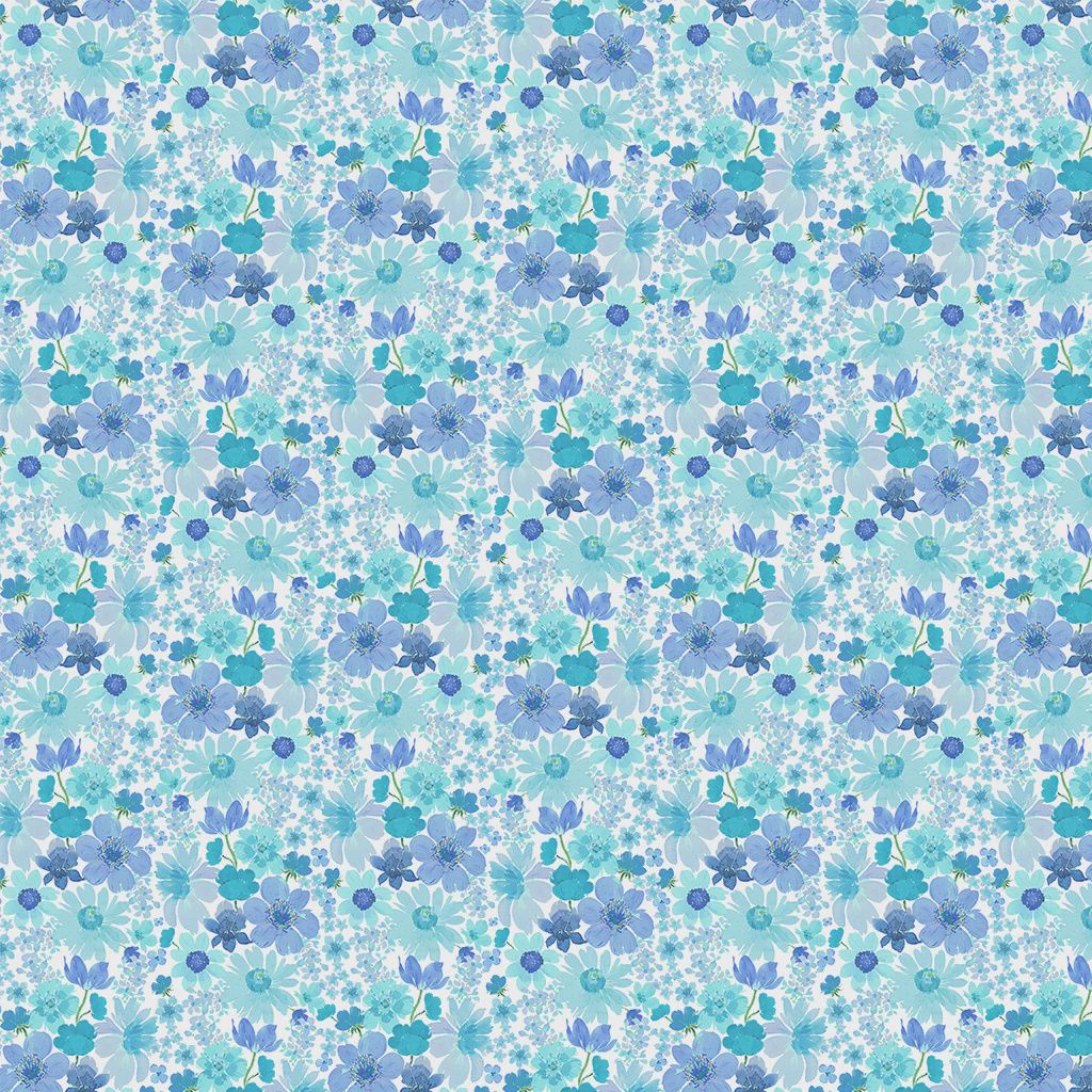 Spring Cheer Small Floral in Blue by Heatherlee Chan for Clothworks