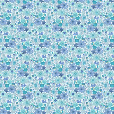 Spring Cheer Small Floral in Blue by Heatherlee Chan for Clothworks