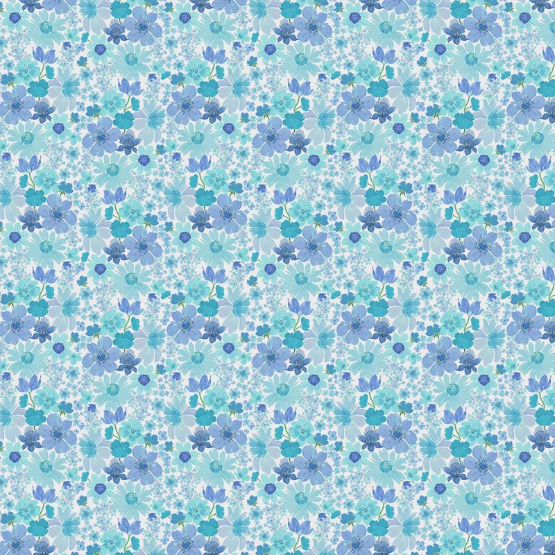 Spring Cheer Small Floral in Blue by Heatherlee Chan for Clothworks