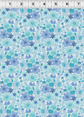 Spring Cheer Small Floral in Blue by Heatherlee Chan for Clothworks