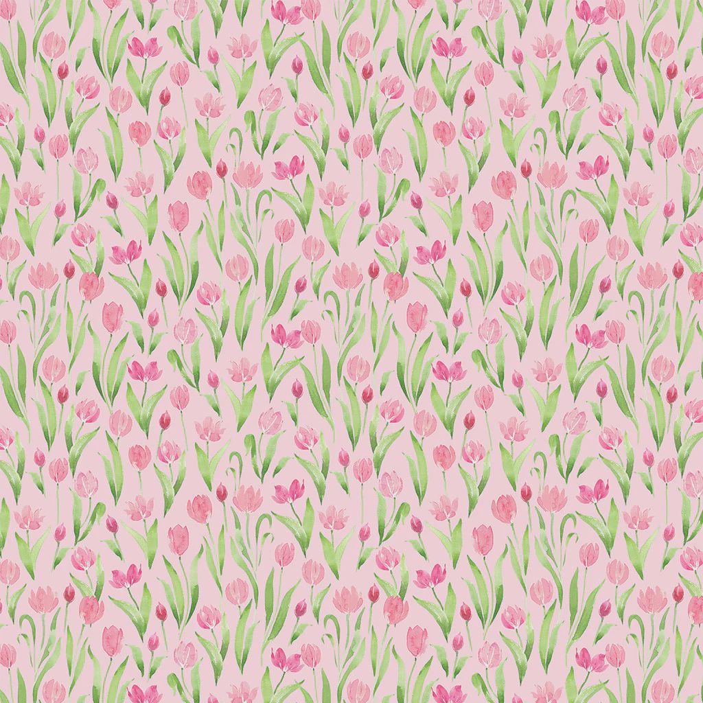 Spring Cheer Tulips in Light Pink by Heatherlee Chan for Clothworks