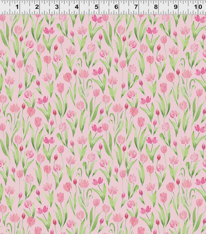 Spring Cheer Tulips in Light Pink by Heatherlee Chan for Clothworks