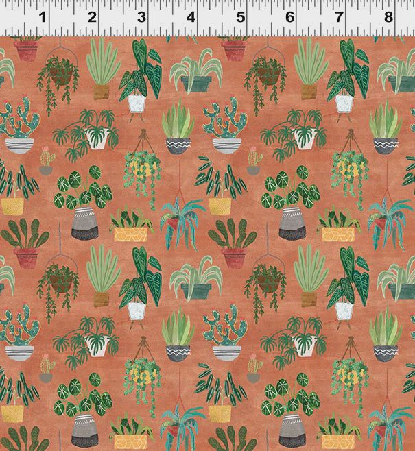Homebodies Plants in Rust by Mary Urban for Clothworks