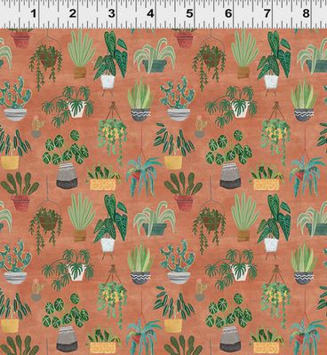 Homebodies Plants in Rust by Mary Urban for Clothworks