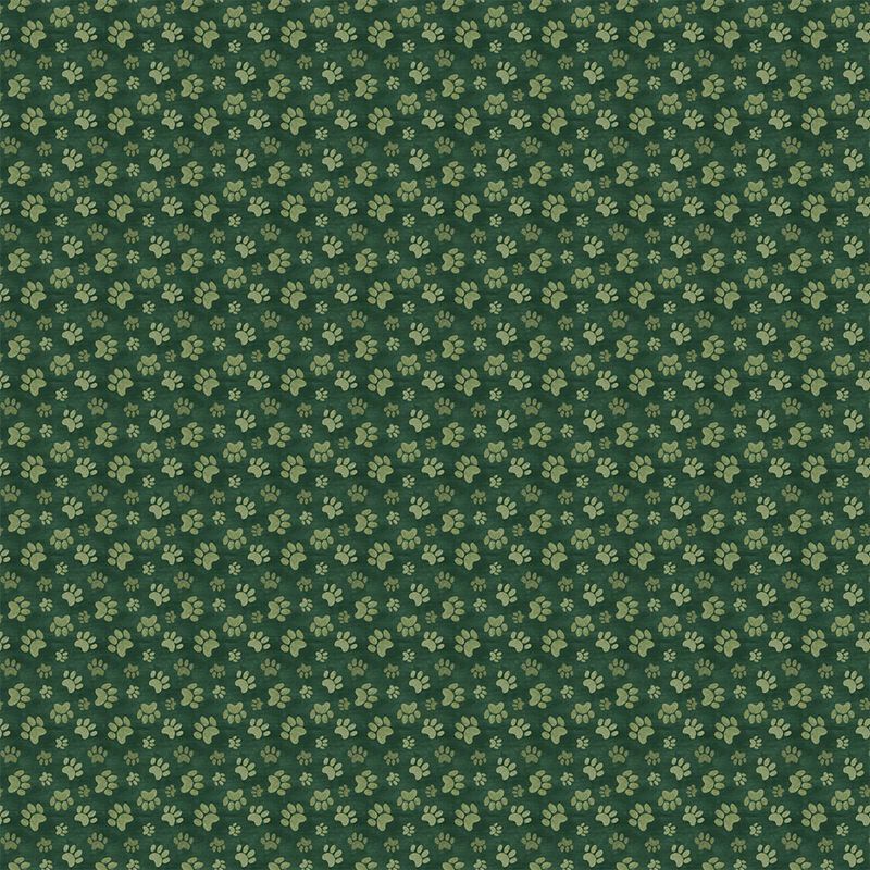 Homebodies Paw Prints in Forest by Mary Urban for Clothworks