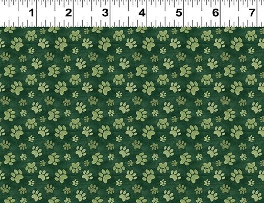 Homebodies Paw Prints in Forest by Mary Urban for Clothworks
