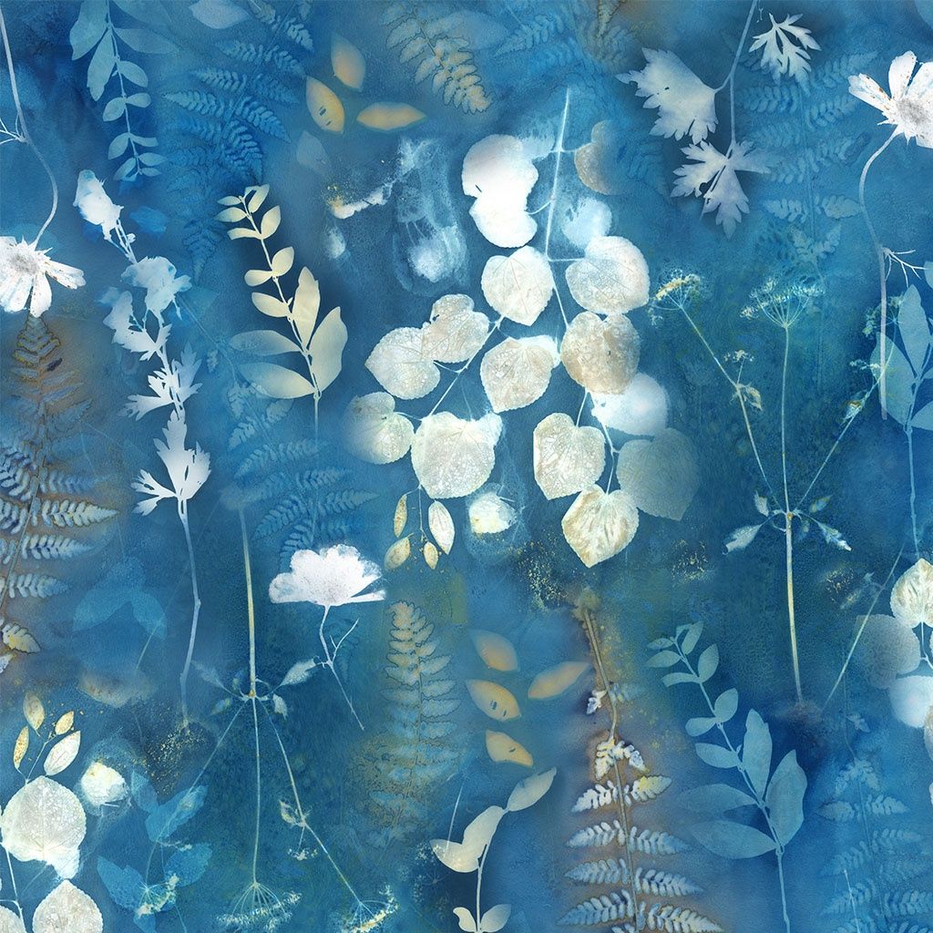 Naturescape Large Botanicals in Dark Sky by Liz St. Andre for Clothworks
