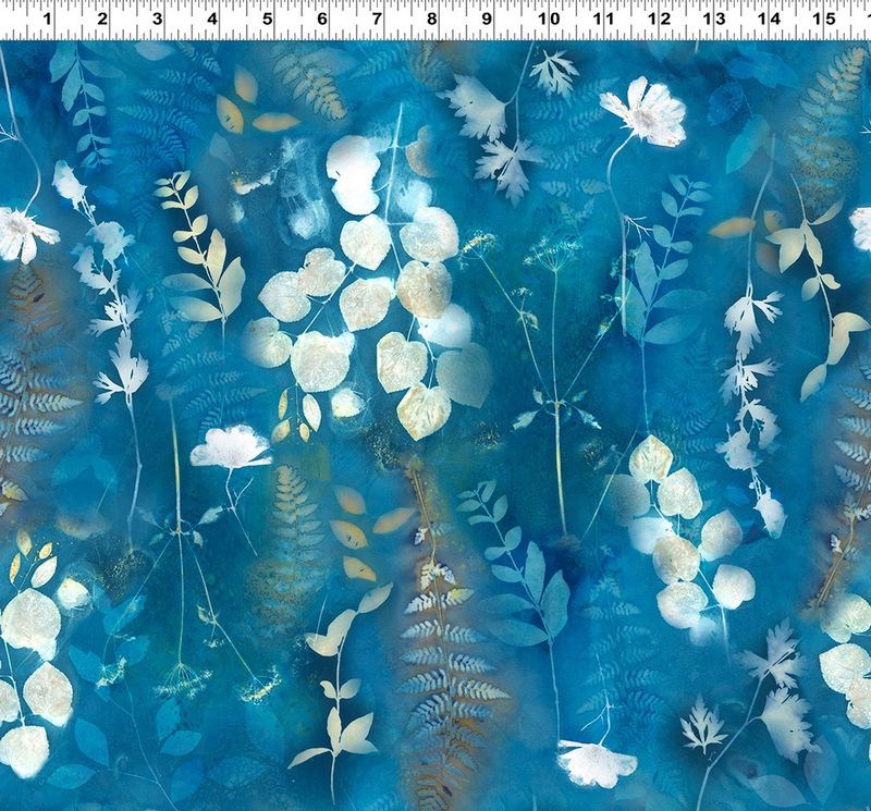 Naturescape Large Botanicals in Dark Sky by Liz St. Andre for Clothworks