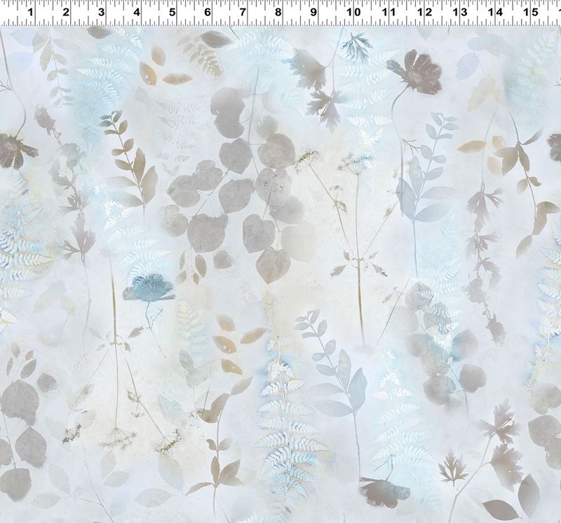 Naturescape Large Botanicals in Pale Blue by Liz St. Andre for Clothworks