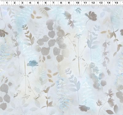 Naturescape Large Botanicals in Pale Blue by Liz St. Andre for Clothworks