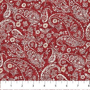 Farmhouse Sampler Paisley in Red by Deborah Edwards for Northcott
