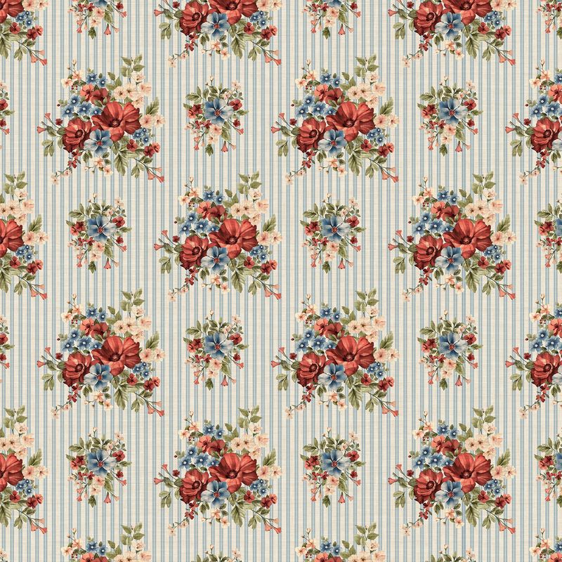 Farmhouse Sampler Floral Bouquet in Cream Multi by Deborah Edwards for Northcott