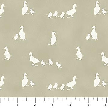0.75m Remnant of Tiny Waddles Ducklings in Green by Jessica Yon Lo for FIGO Fabrics