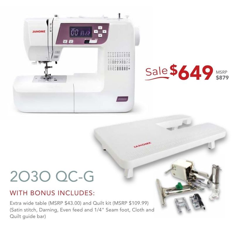 Janome 2030DC-G | Includes Extra Wide Table and Quilting Kit