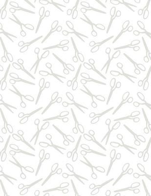 Wilmington Sew Happy Scissor Toss in White on White
