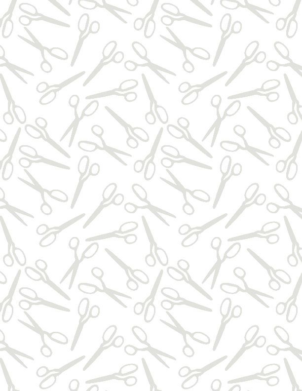 Wilmington Sew Happy Scissor Toss in White on White