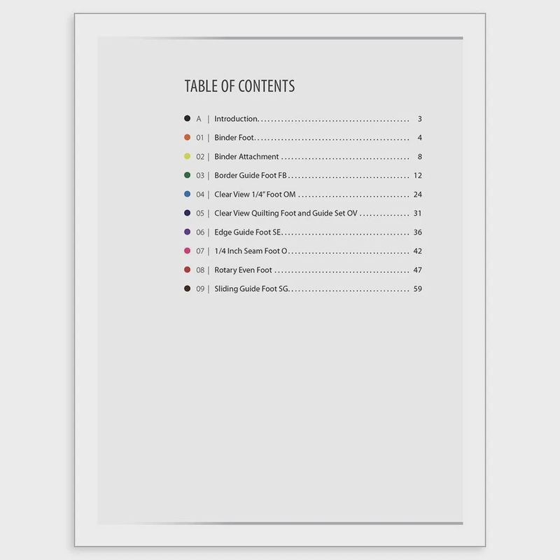 Janome Presser Foot Workbook – Binders and Guides Addendum