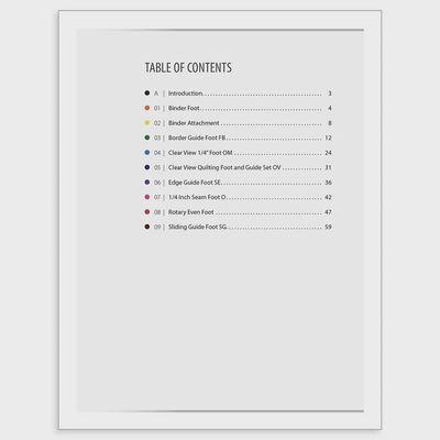 Janome Presser Foot Workbook – Binders and Guides Addendum