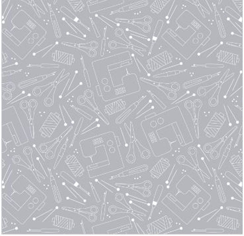 Happy Notes 108" Wideback by Contemp Studio for Benartex in Gray