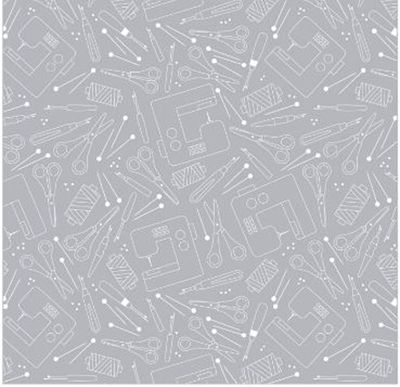 Happy Notes in Grey108" Wideback by Contemp Studio for Benartex