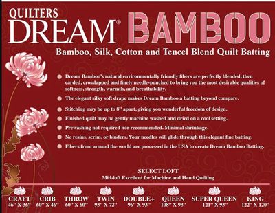 1.04m Remnant Quilters Dream Bamboo Batting 93" wide in Natural