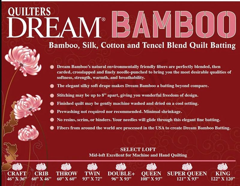 1.04m Remnant Quilters Dream Bamboo Batting 93" wide in Natural