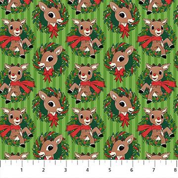 Rudolph the Red-Nosed Reindeer | Rudolph Wreath in Green by Northcott RD1002-73