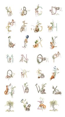 Story Book Alphabet Panel in White for FIGO Fabrics