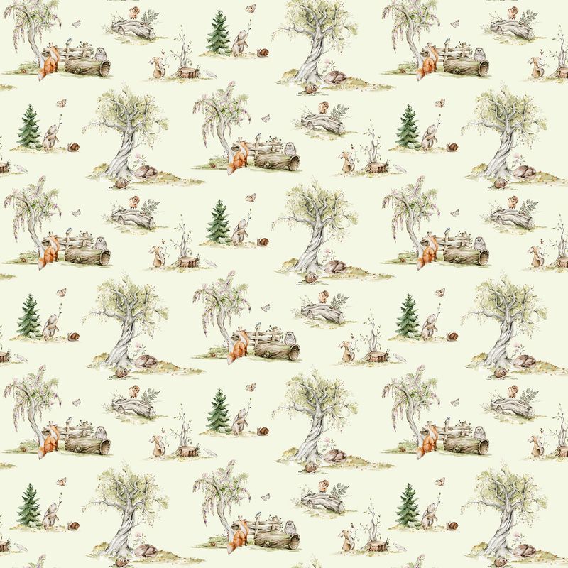 Story Book Scene in Green for FIGO Fabrics