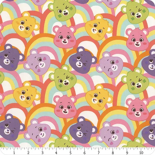 Care Bears Party Time Head in the Rainbows in Multi by Camelot Fabrics