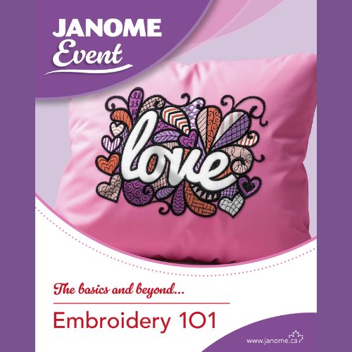 Embroidery 101 with Janome | Fri Sept 11 | 10:00am-3:00pm