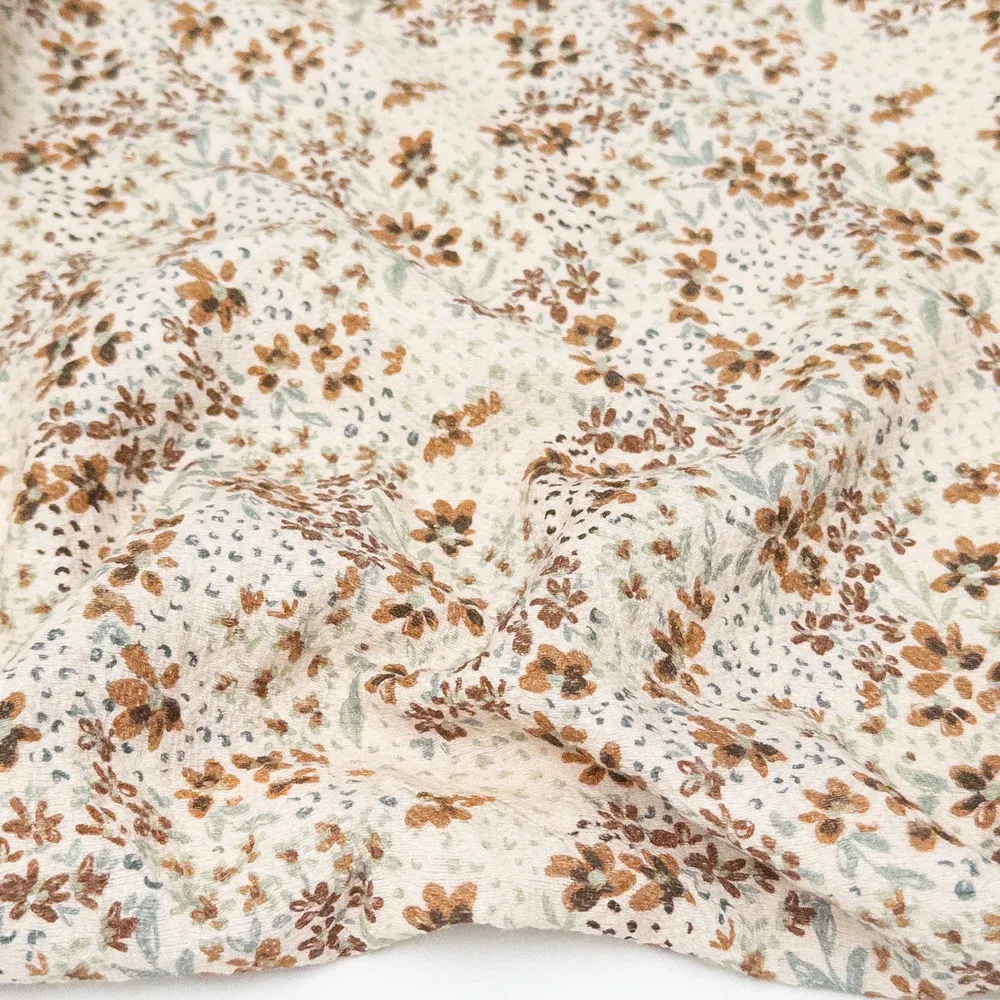 Harlow Floral Printed Cotton Jacquard - Assorted Colours, Colour: Cream/Sage