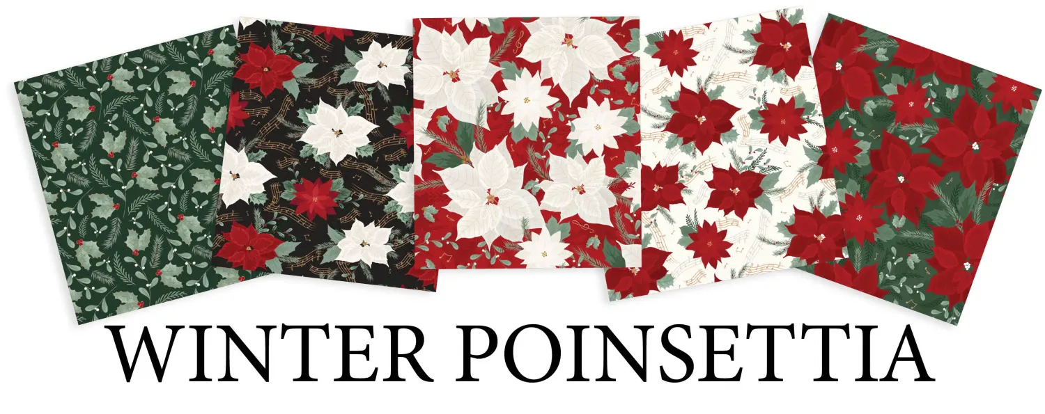 Winter Poinsettia Fat Quarter Bundle - 5 pack