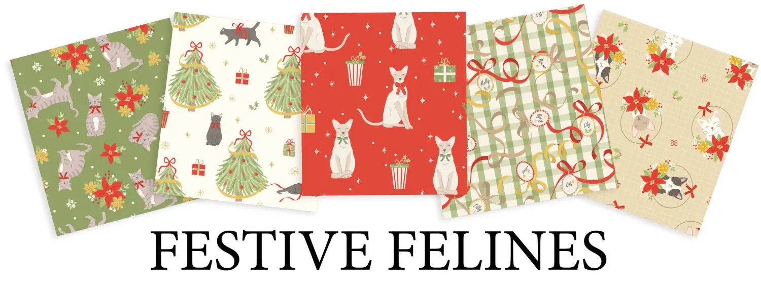 Festive Felines Fat Quarter Bundle - 5 pack