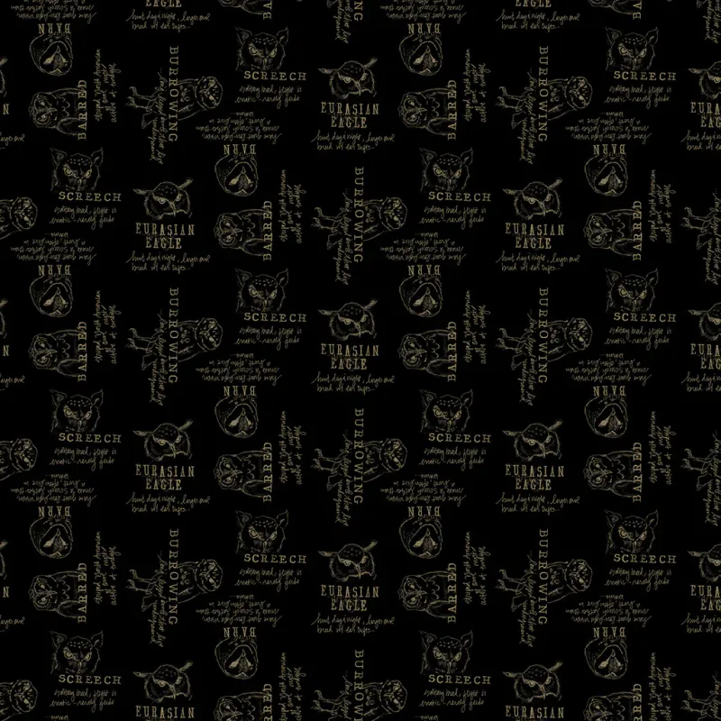 0.33m Remnant Night Whispers Words in Black by Lexi Grenzer for Clothworks