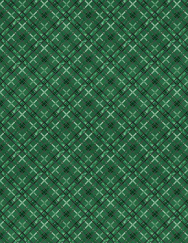 The Jolly North | Diagonal Plaid in Green | by Anne Tavoletti for Wilmington Prints 18067-779