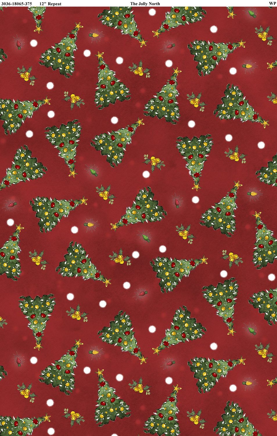 The Jolly North | Tossed Trees in Red | by Anne Tavoletti for Wilmington Prints 18065-375