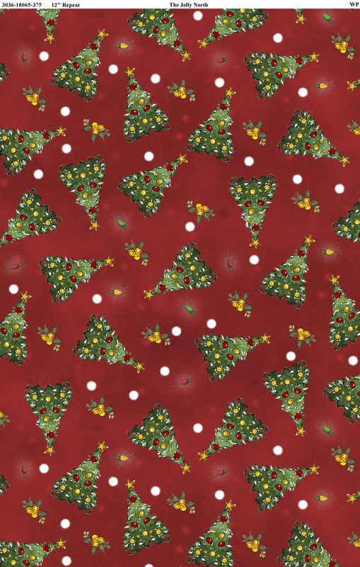 The Jolly North | Tossed Trees in Red | by Anne Tavoletti for Wilmington Prints 18065-375